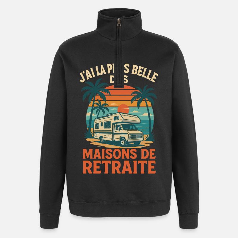 Altersheim, ein Senior-Camper-Van - Quarter-Zip-Sweatshirt - Schwarz