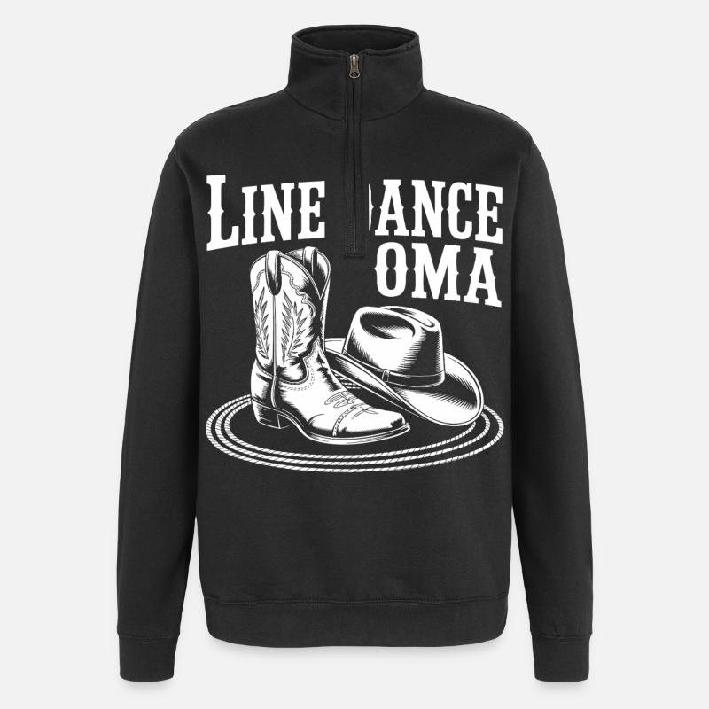 Line Dance Oma Motiv - Quarter-Zip-Sweatshirt - Schwarz