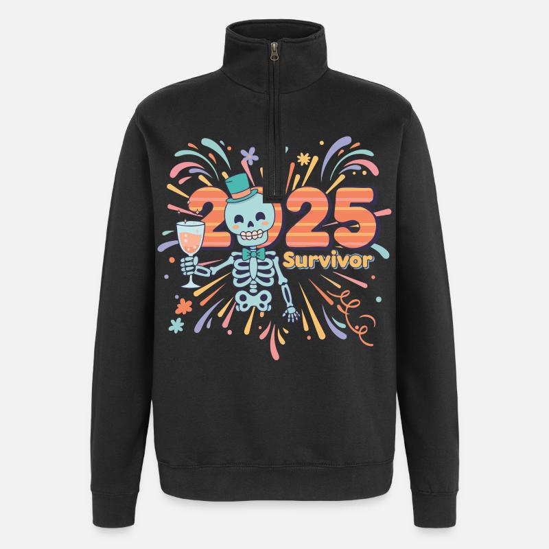 2025 Survivor Skeleton Party Feier - Quarter-Zip-Sweatshirt - Schwarz