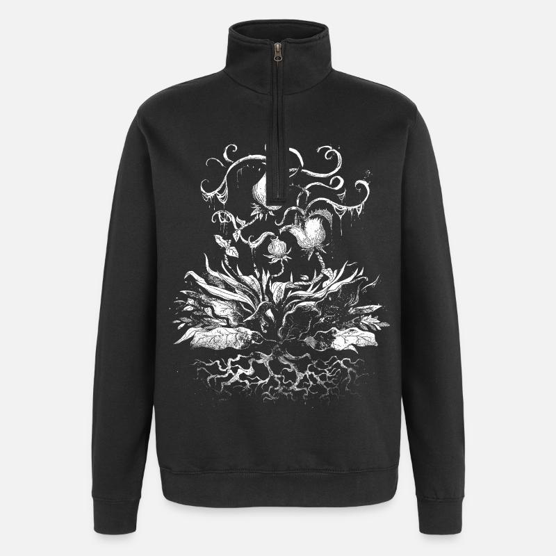 Faim botanique - Sweat à zip 1/4 - noir