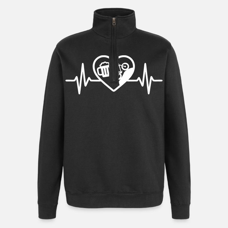 Cœur Bière VTT Humour - Sweat à zip 1/4 - noir