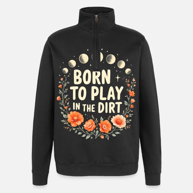 Né pour jouer dans la terre - Sweat à zip 1/4 - noir