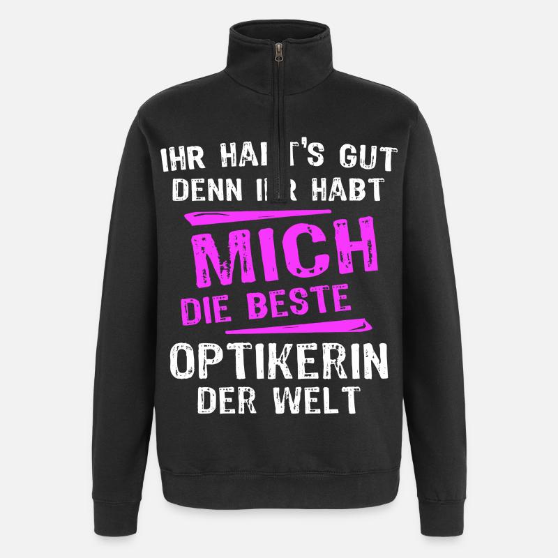 Opticien Spruch - Sweat à zip 1/4 - noir