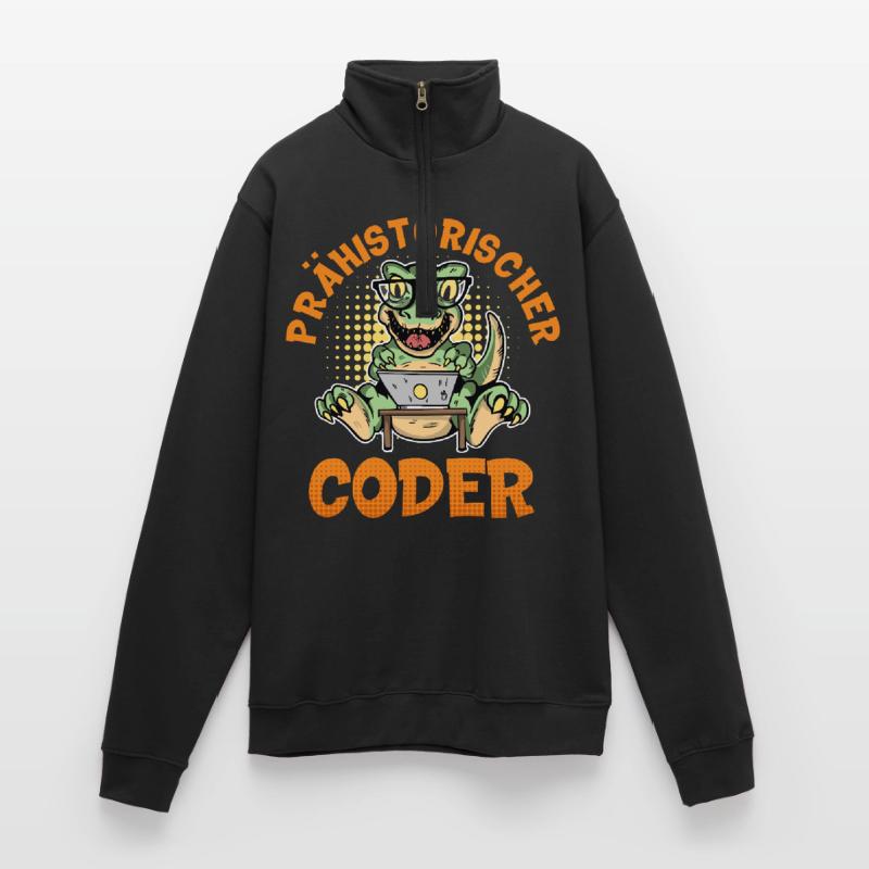 Coding PRÄHISTORISCHER CODER Lustiges Quarter-Zip-Sweatshirt