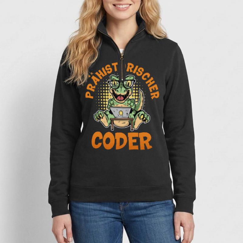 Coding PRÄHISTORISCHER CODER Lustiges Quarter-Zip-Sweatshirt