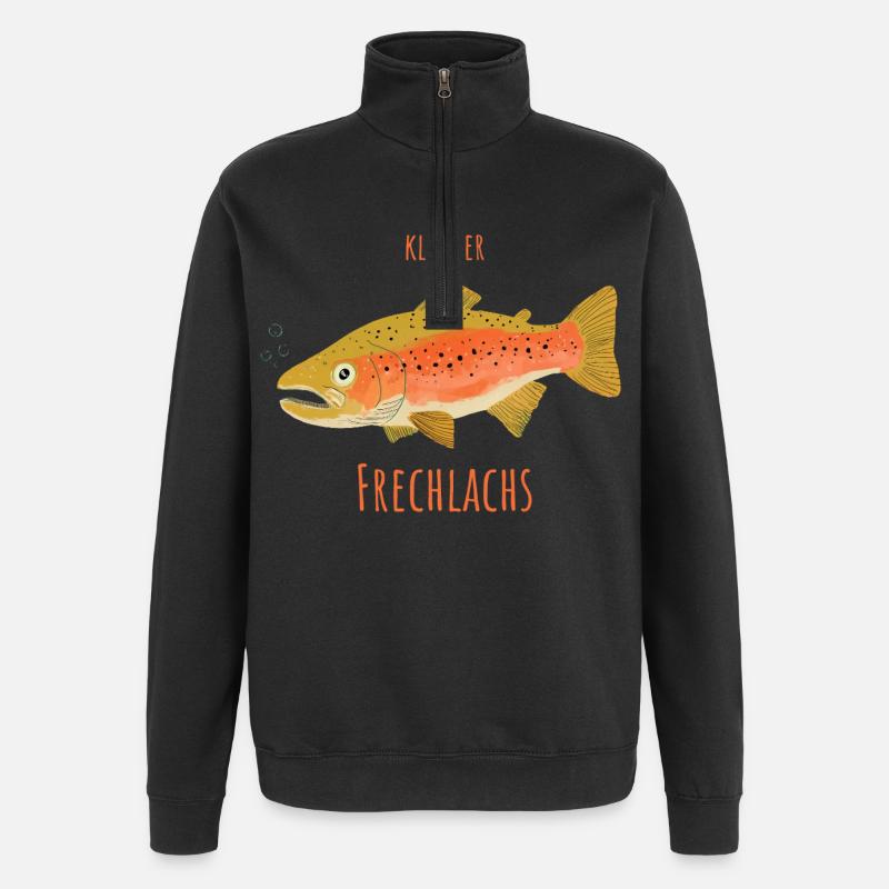 Petit saumon espiègle - Sweat à zip 1/4 - noir