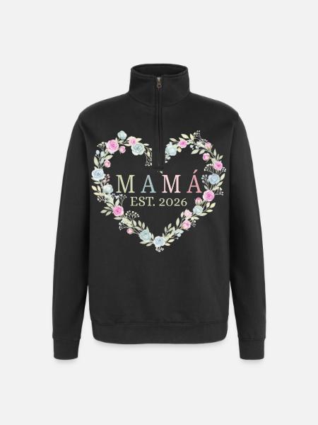 Maman l’est. Cadeau 2026 pour Maman - Sweat à zip 1/4 - noir