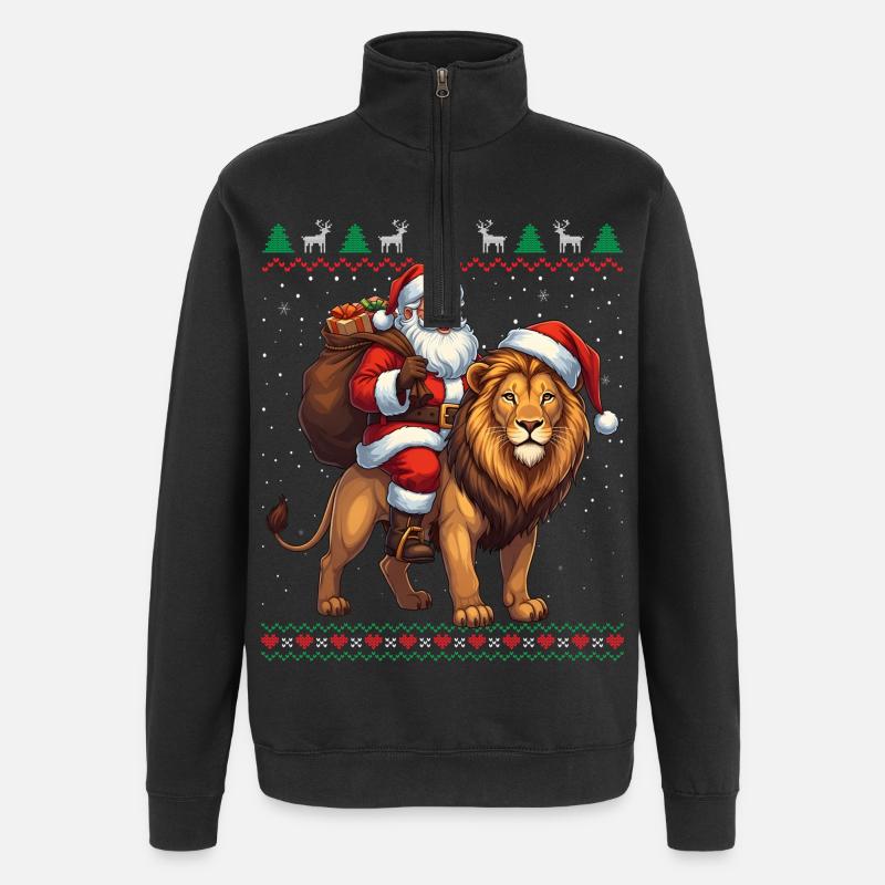 Fun Ugly Santa Weihnachtspullover - Quarter-Zip-Sweatshirt - Schwarz