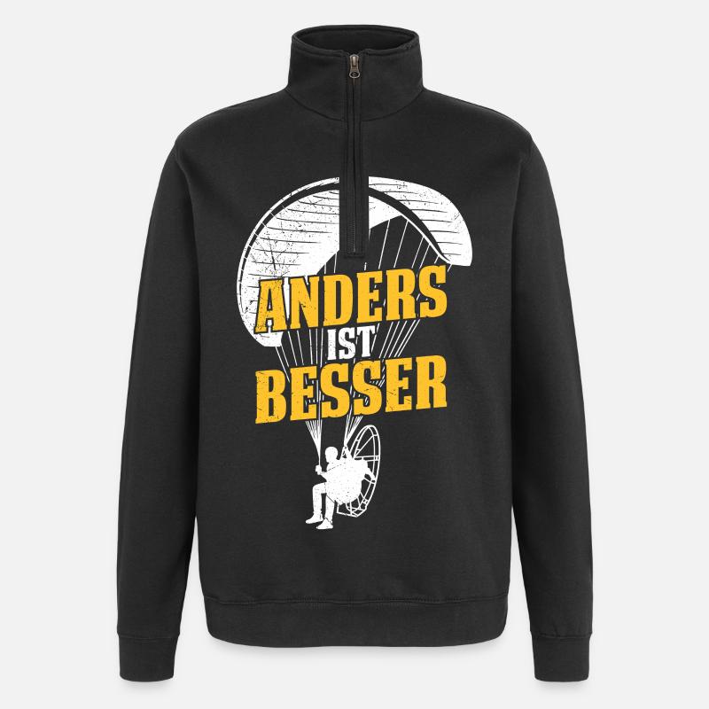 Paraglider DIFFERENT IS BETTER Fun - Quarter-Zip Sweatshirt - black