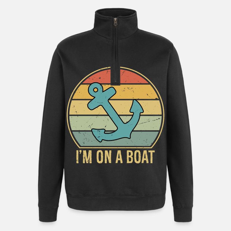 Je suis sur un bateau - Sweat à zip 1/4 - noir