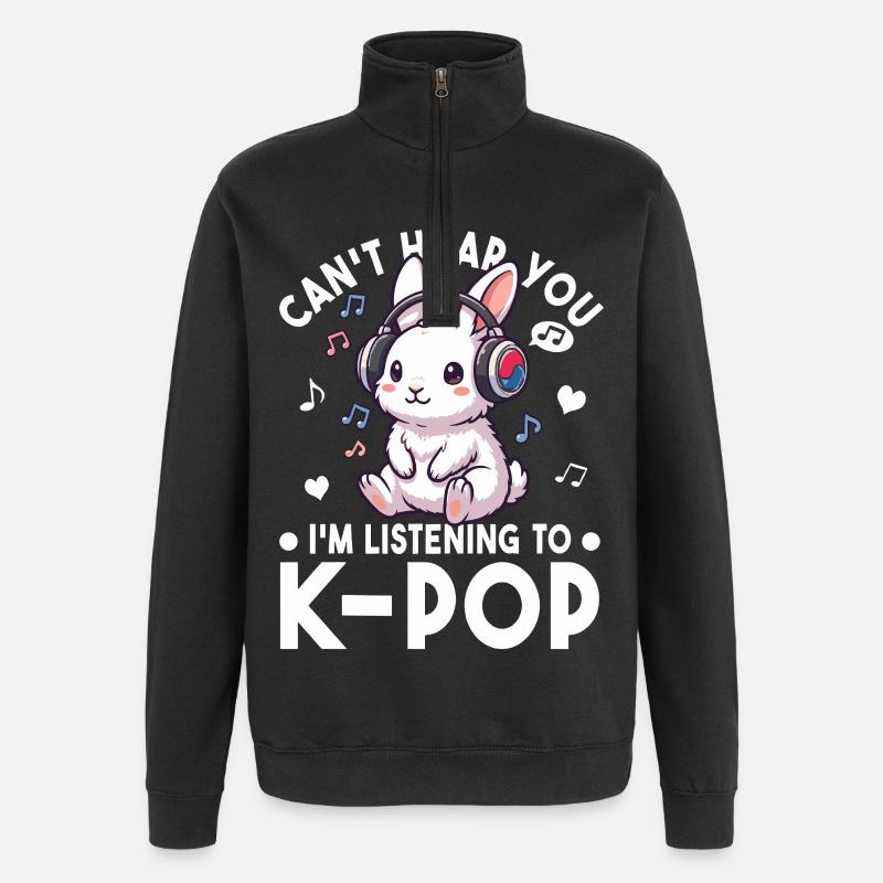 K-Pop Häschen – Süßes Musik Fan Statement - Quarter-Zip-Sweatshirt - Schwarz