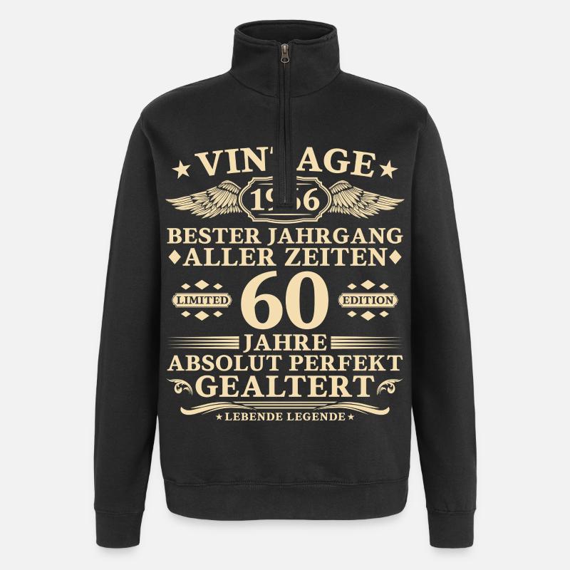 60 ans parfaitement vieilli Millésime 1966 - Sweat à zip 1/4 - noir