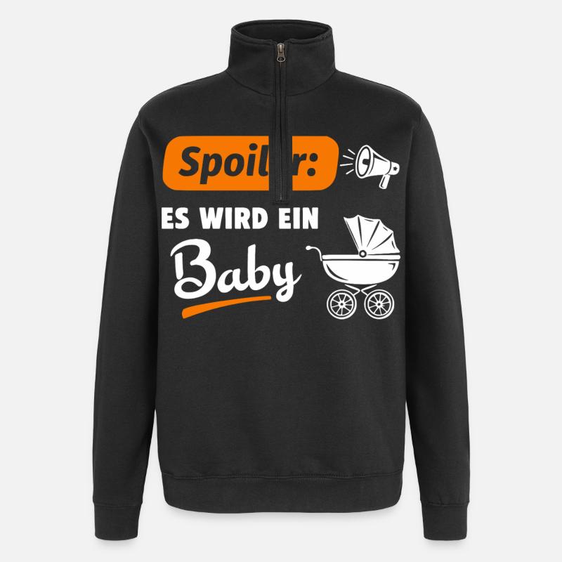 Spoiler: Es wird ein Baby - Quarter-Zip-Sweatshirt - Schwarz