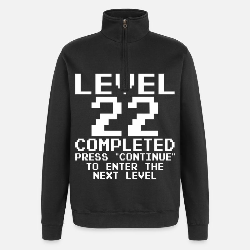 Level 22 Pixel Retro Abgeschlossen - Quarter-Zip-Sweatshirt - Schwarz