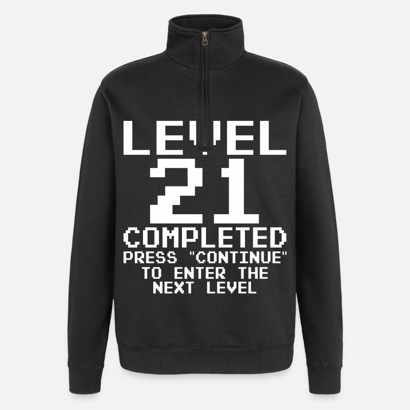 Level 21 Completed Pixel Quest - Quarter-Zip Sweatshirt - black