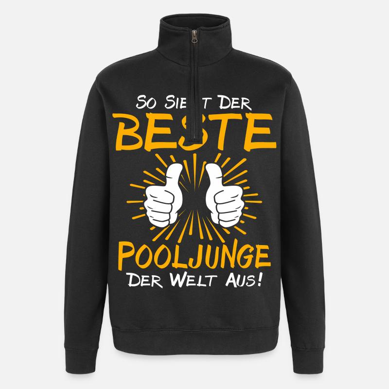 Pooljunge Geschenkidee - Quarter-Zip-Sweatshirt - Schwarz
