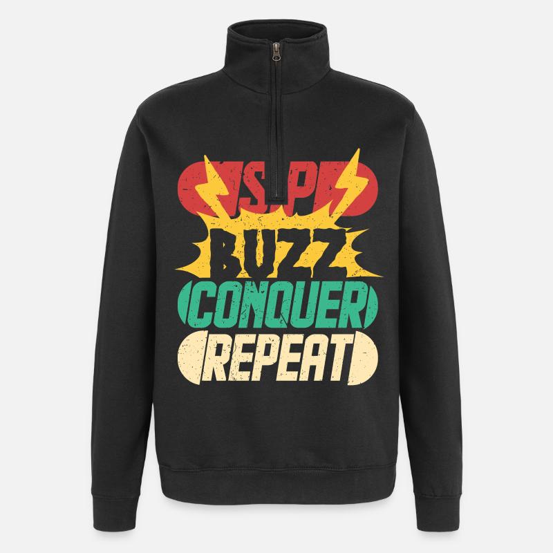 Energy Drink Sip Buzz Conquer - Quarter-Zip Sweatshirt - black