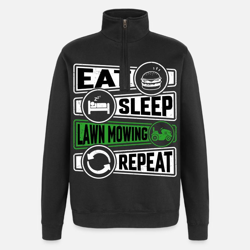 Eat Sleep Lawn Mowing Repeat - Quarter-Zip Sweatshirt - black