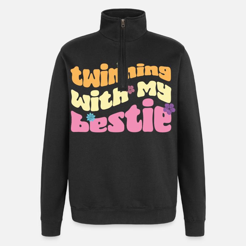 Jumelage avec ma meilleure amie - Sweat à zip 1/4 - noir