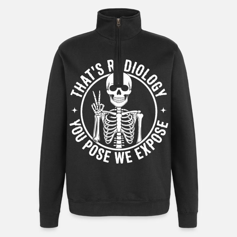 Skeletal Pose Radiology Humor - Quarter-Zip Sweatshirt - black