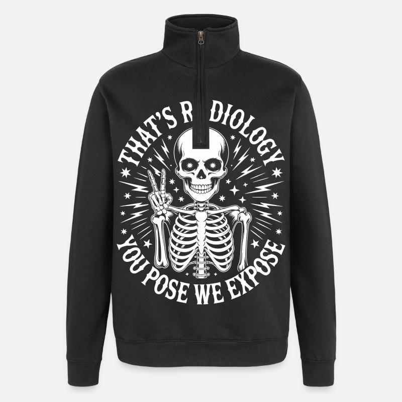 Skeleton Peace Radiology Logo - Quarter-Zip Sweatshirt - black