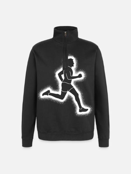 Running Jogging Men's Boys Runner - Quarter-Zip Sweatshirt - black