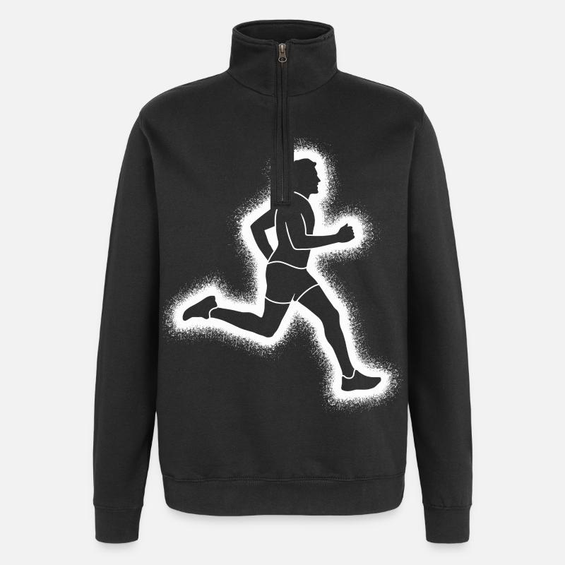 Running Jogging Men's Boys Runner - Quarter-Zip Sweatshirt - black