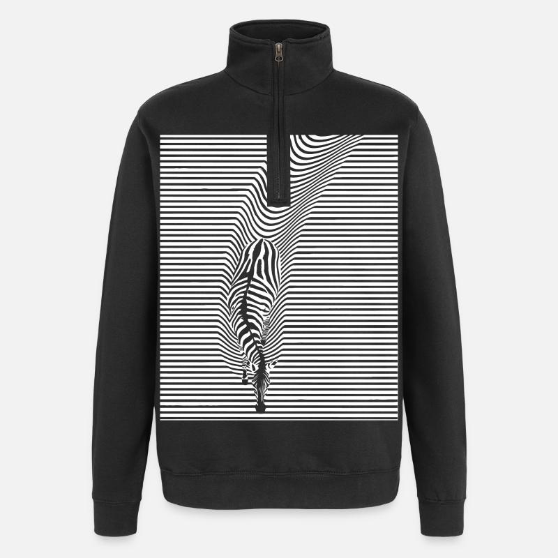 Zebra Kunst - Quarter-Zip-Sweatshirt - Schwarz