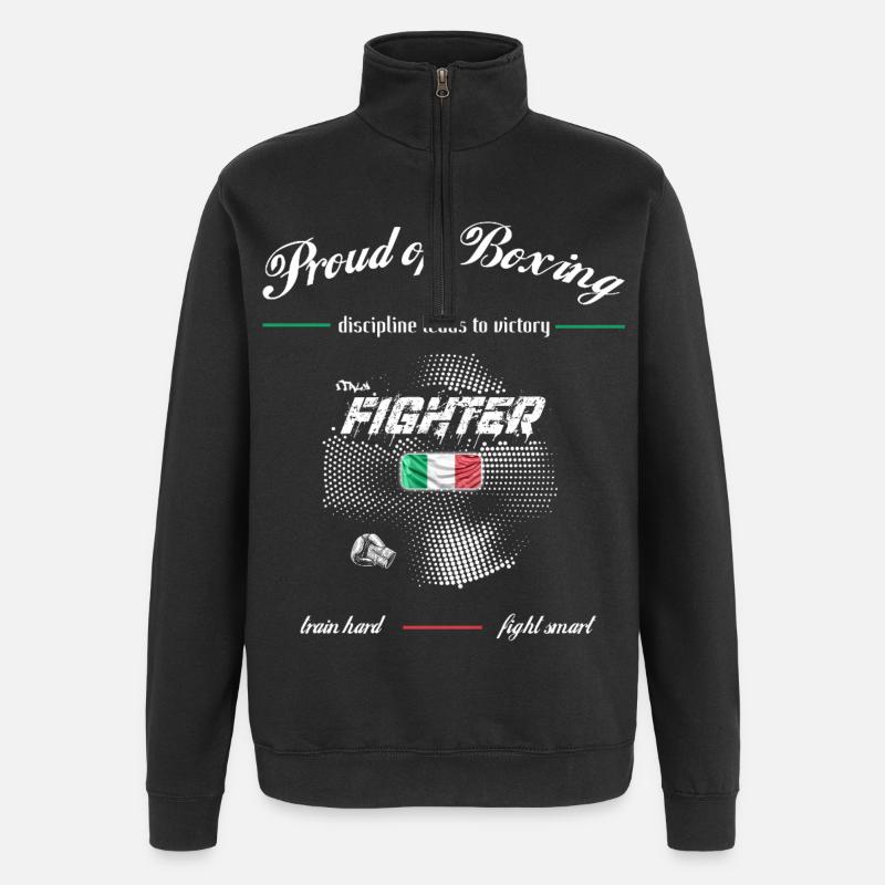 Fier de Boxing FIGHTER Italie - Sweat à zip 1/4 - noir
