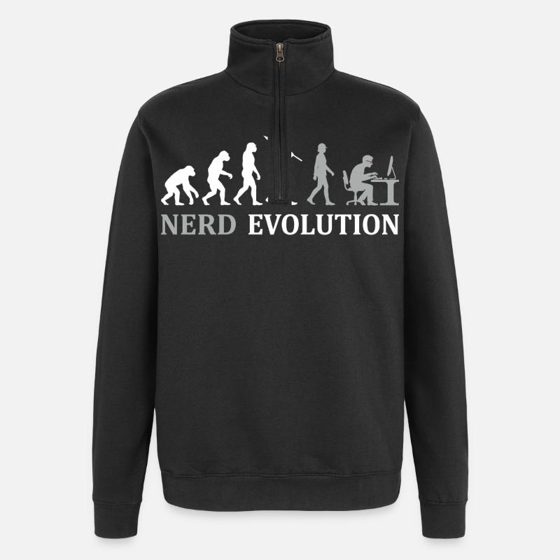 Nerd Evolution – Vom Affen zum PC-Profi - Quarter-Zip-Sweatshirt - Schwarz