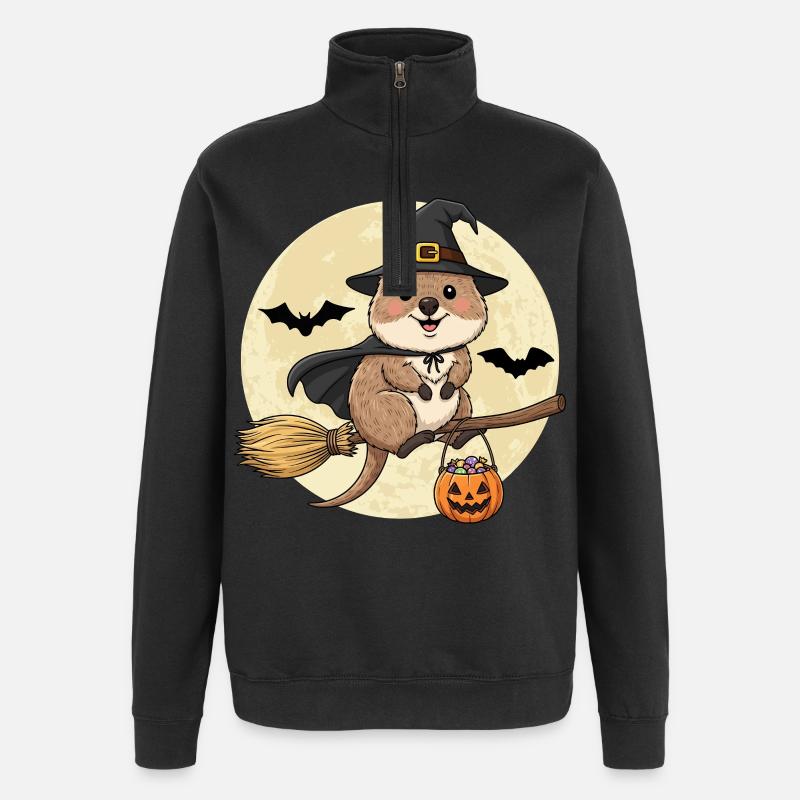 Douce Sorcière Quokka Halloween - Sweat à zip 1/4 - noir