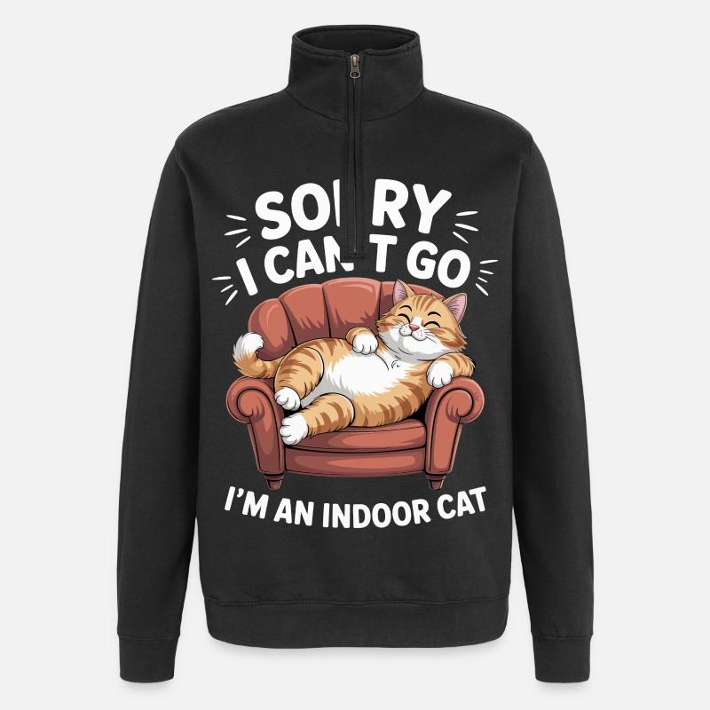 Chat domestique drôle d’intérieur - Sweat à zip 1/4 - noir