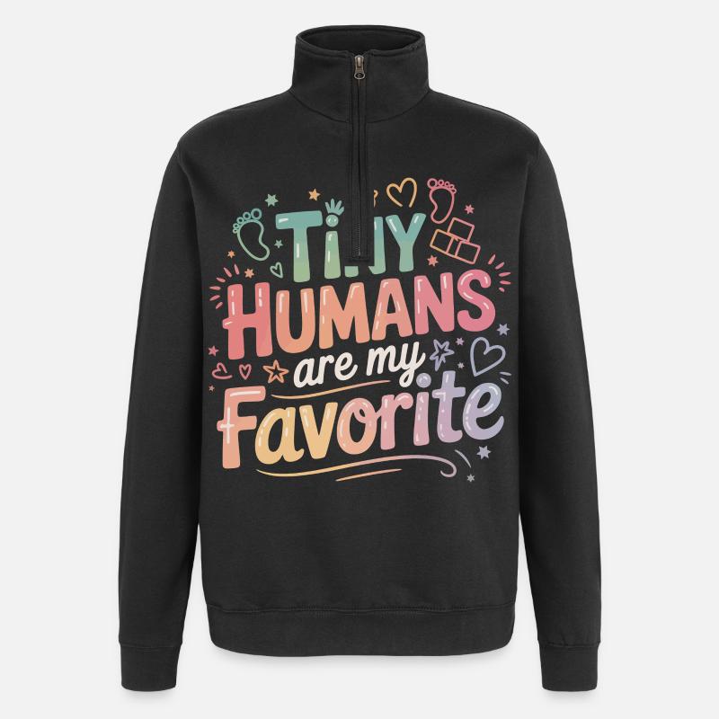 Les petites gens, mes préférées - Sweat à zip 1/4 - noir