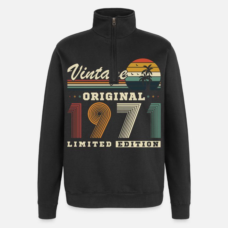 Originales Retro-Jubiläumsgeschenk von 1971 - Quarter-Zip-Sweatshirt - Schwarz