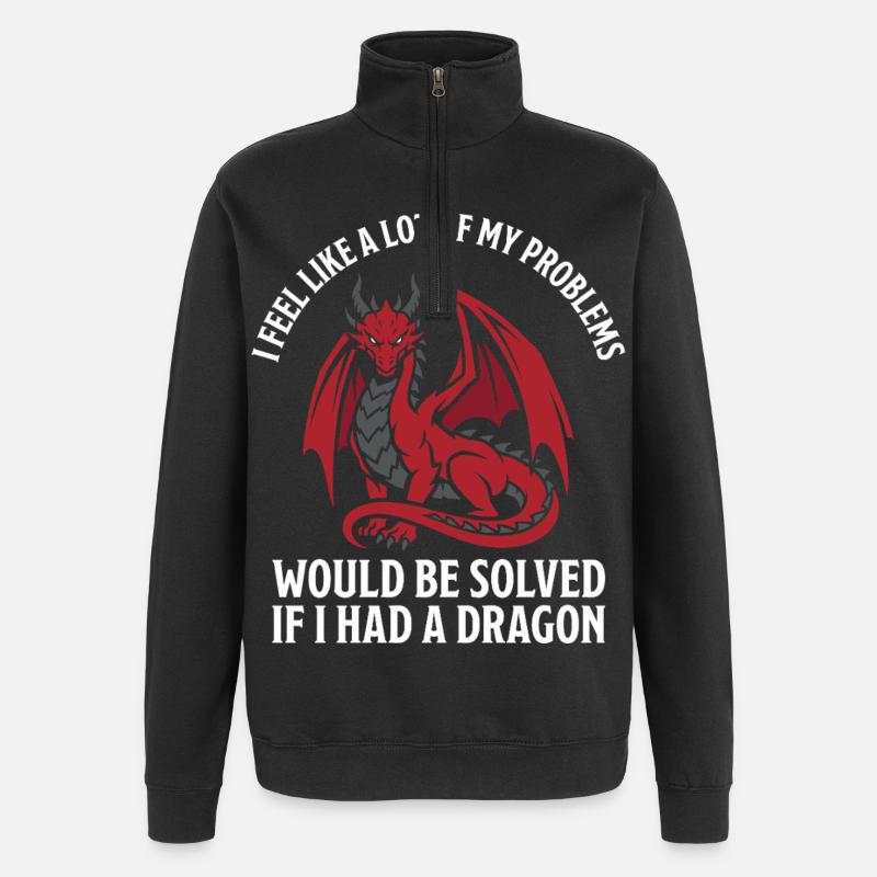 Problems Solved Dragon Lovers Fantasy - Quarter-Zip Sweatshirt - black