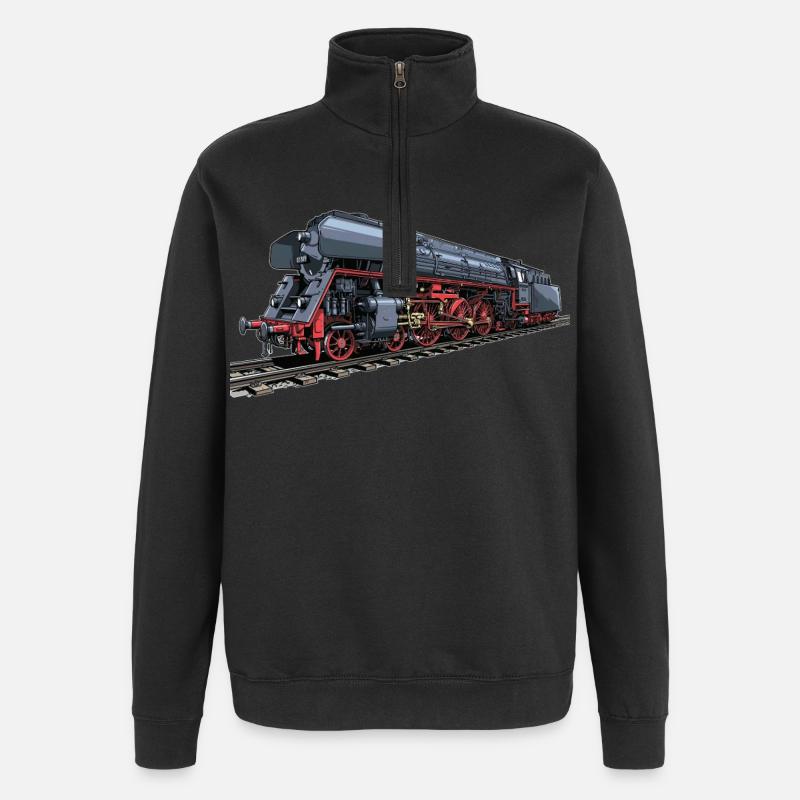 Dampflok im Retro-Look 01 519 - Quarter-Zip-Sweatshirt - Schwarz