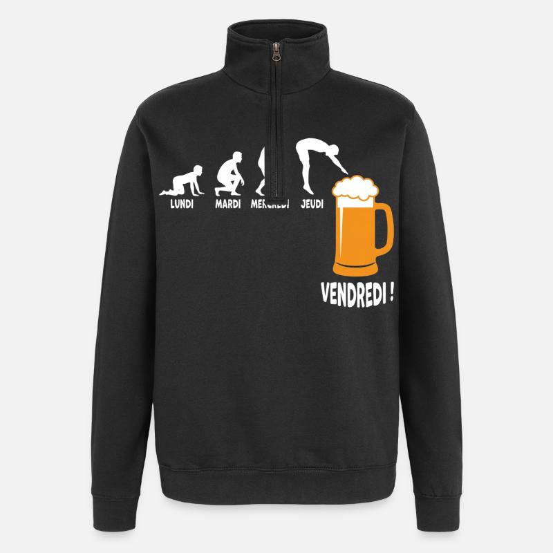 Semaine Travail Vers Vendredi Biere - Sweat à zip 1/4 - noir