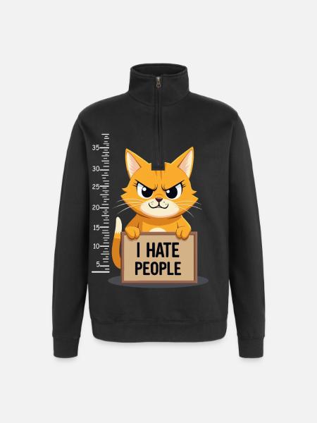 Griesgrämige Katze I Hate People Polizeifoto - Quarter-Zip Sweatshirt - black