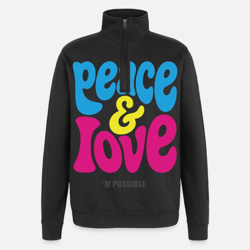 PEACE LOVE #4 - let's talk - Quarter-Zip Sweatshirt - black