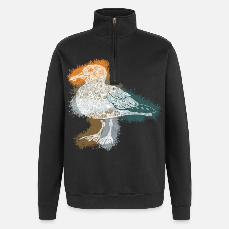 Zentangle-Möwe - Quarter-Zip-Sweatshirt - Schwarz