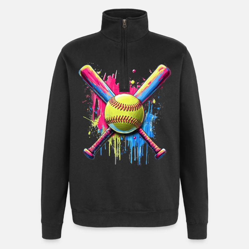 Softball - Quarter-Zip-Sweatshirt - Schwarz