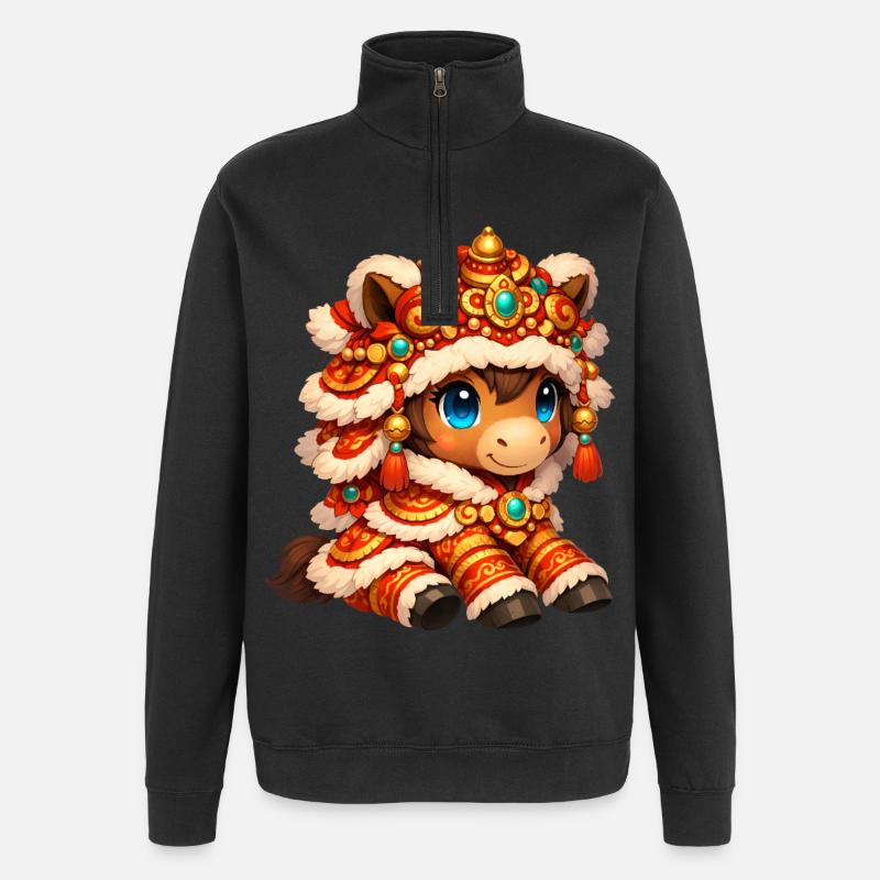 Cheval du Nouvel An chinois 2026 - Sweat à zip 1/4 - noir