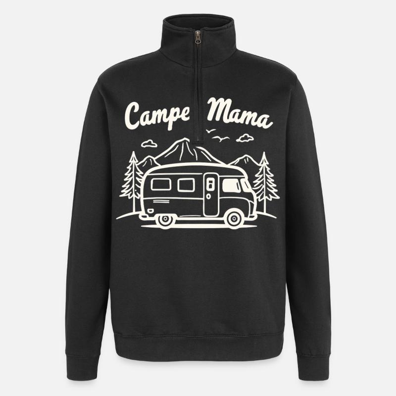 Camper Mama Abenteuer Berge Campingbus - Quarter-Zip-Sweatshirt - Schwarz