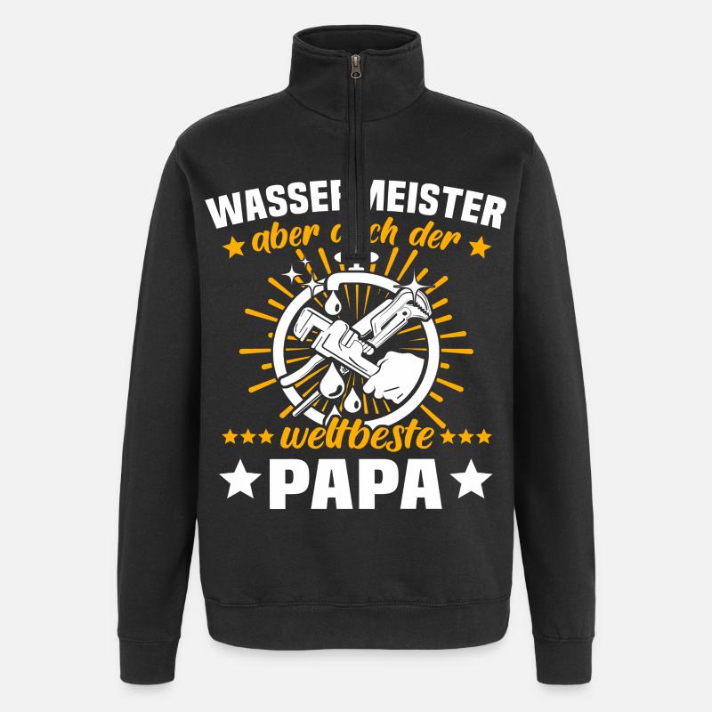 Papa Maître de l’eau - Sweat à zip 1/4 - noir