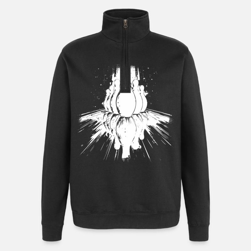 Bowling Zeichnung - Quarter-Zip-Sweatshirt - Schwarz