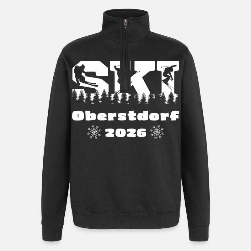 Ski Winterurlaub Oberstdorf 2026 - Quarter-Zip-Sweatshirt - Schwarz