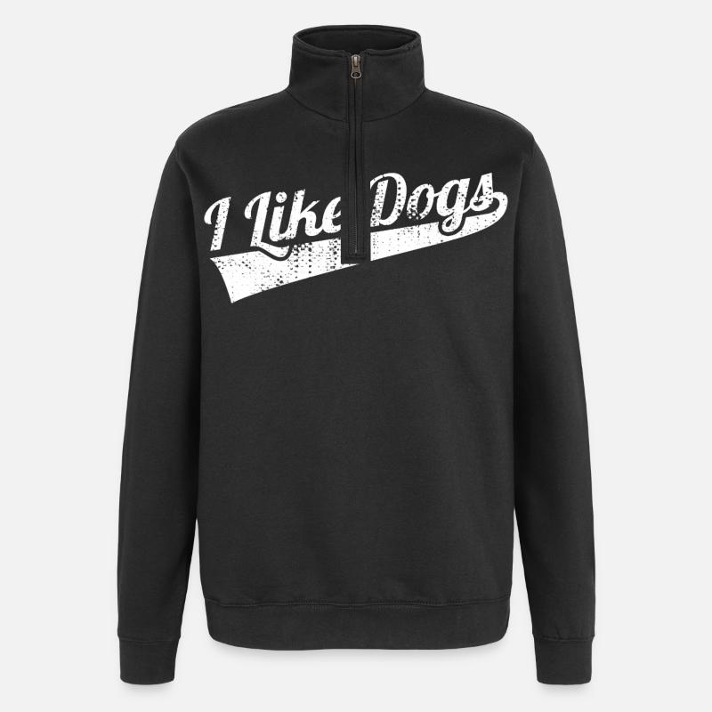 Ich mag Hunde - Quarter-Zip-Sweatshirt - Schwarz