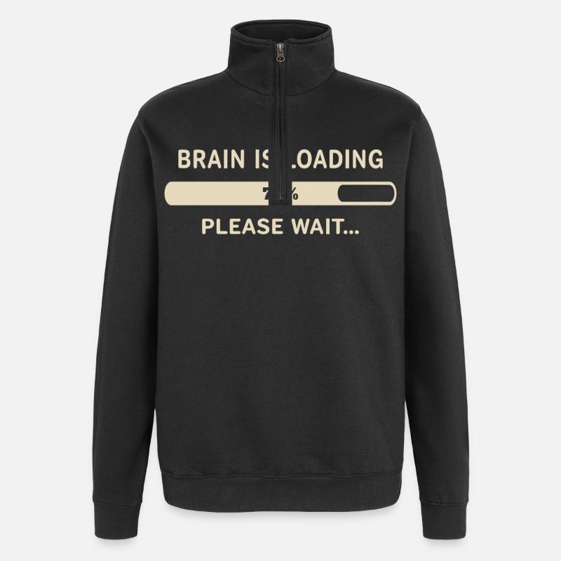 Gehirn wird geladen – Bitte warten - Quarter-Zip-Sweatshirt - Schwarz