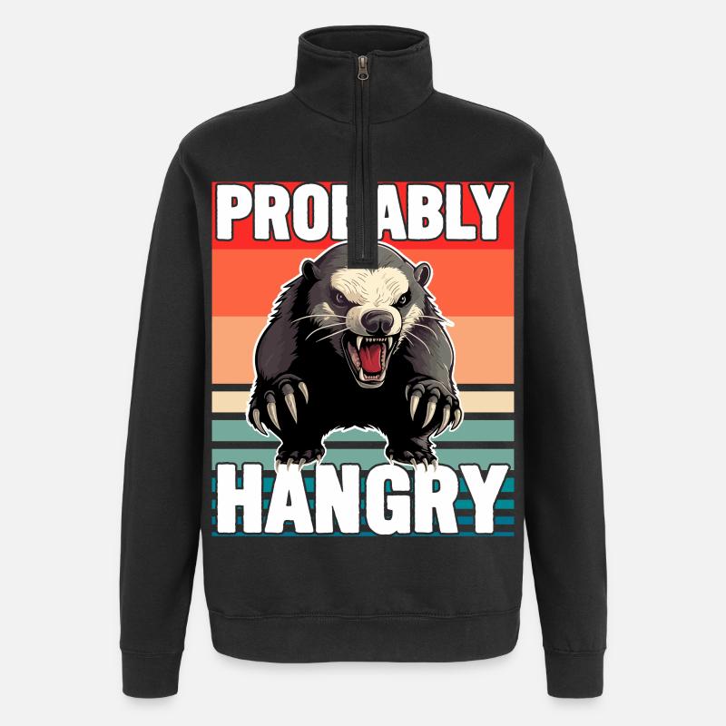 Honigdachs wahrscheinlich hungrig - Quarter-Zip-Sweatshirt - Schwarz