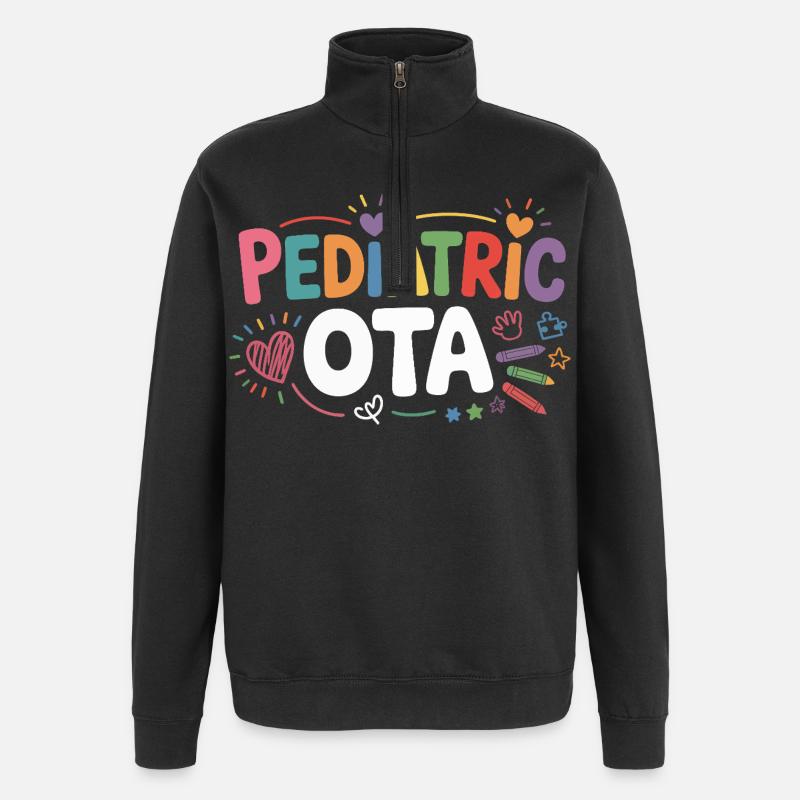 Pädiatrische OT Farbenfrohe Botschaft - Quarter-Zip-Sweatshirt - Schwarz